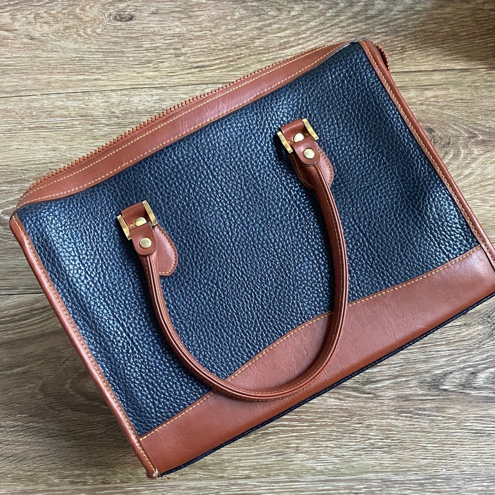 Dooney & Bourke Black and Brown Pebbled Leather Satchel - Picture 2 of 15